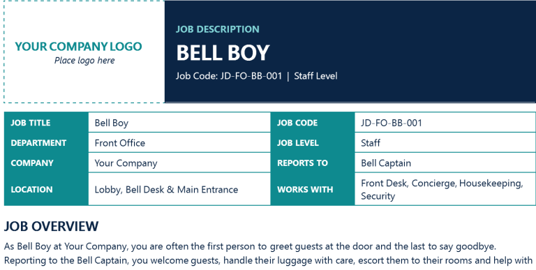 Bell Boy Job Description