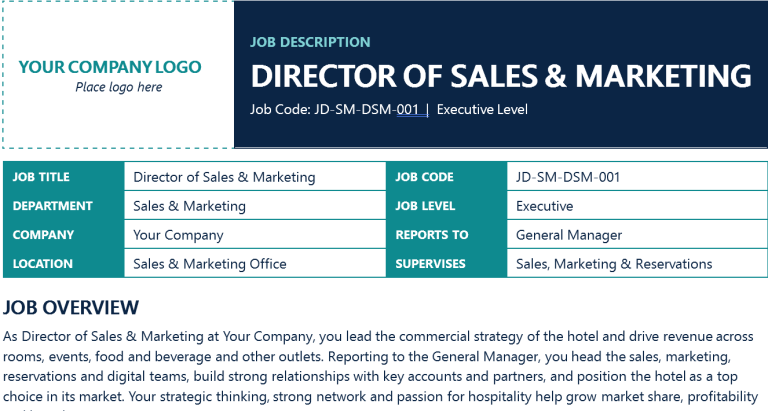 Director of Sales and Marketing Job Description Template
