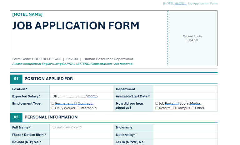 Job Application Form