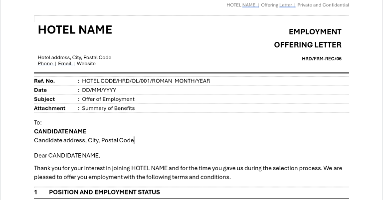 Employment Offering Letter