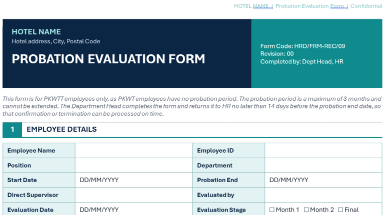 Probation Evaluation Form