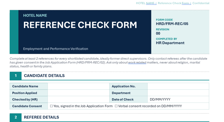 Reference Check Form